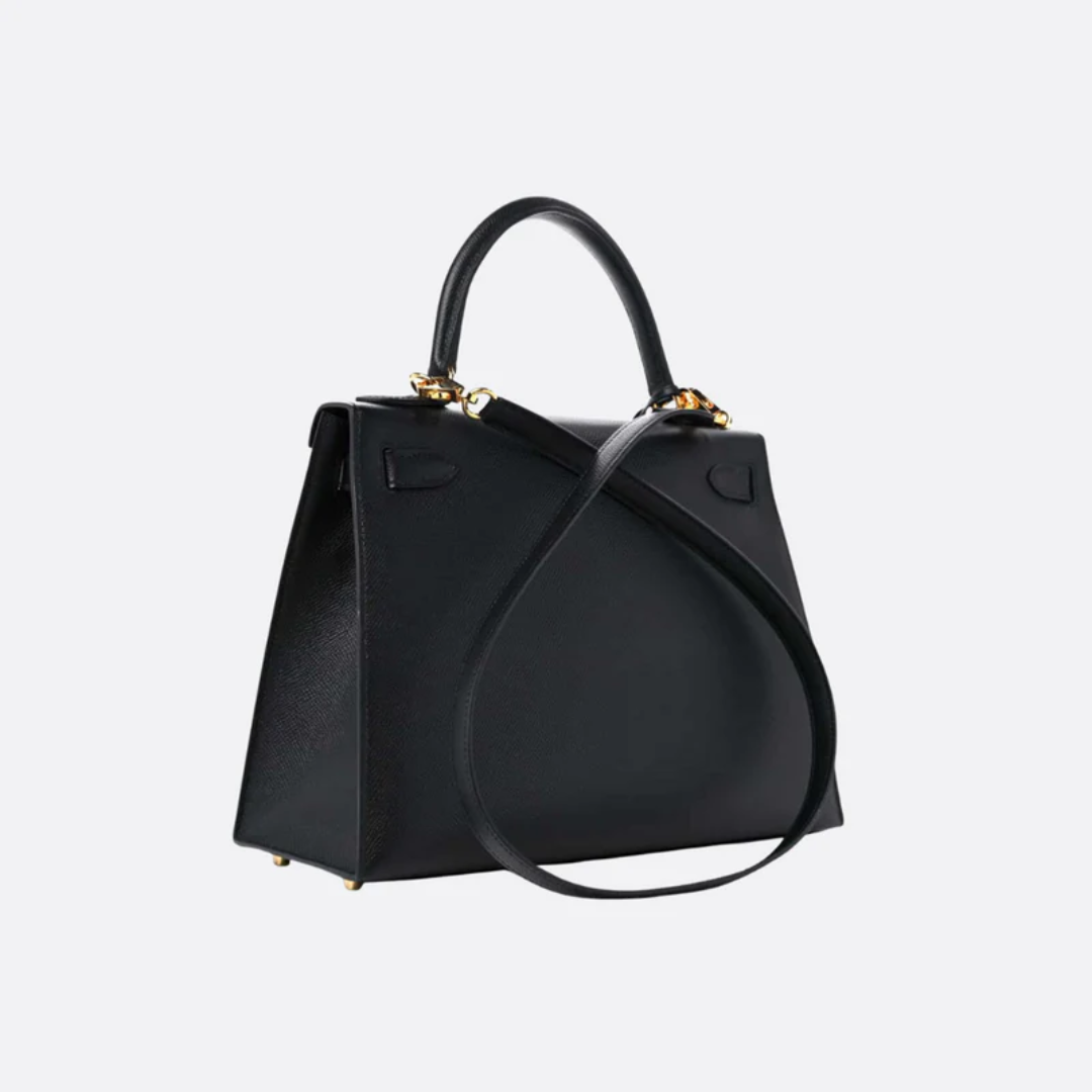 Bolso Hermès Kelly 28 Epsom con herrajes dorados en negro 05