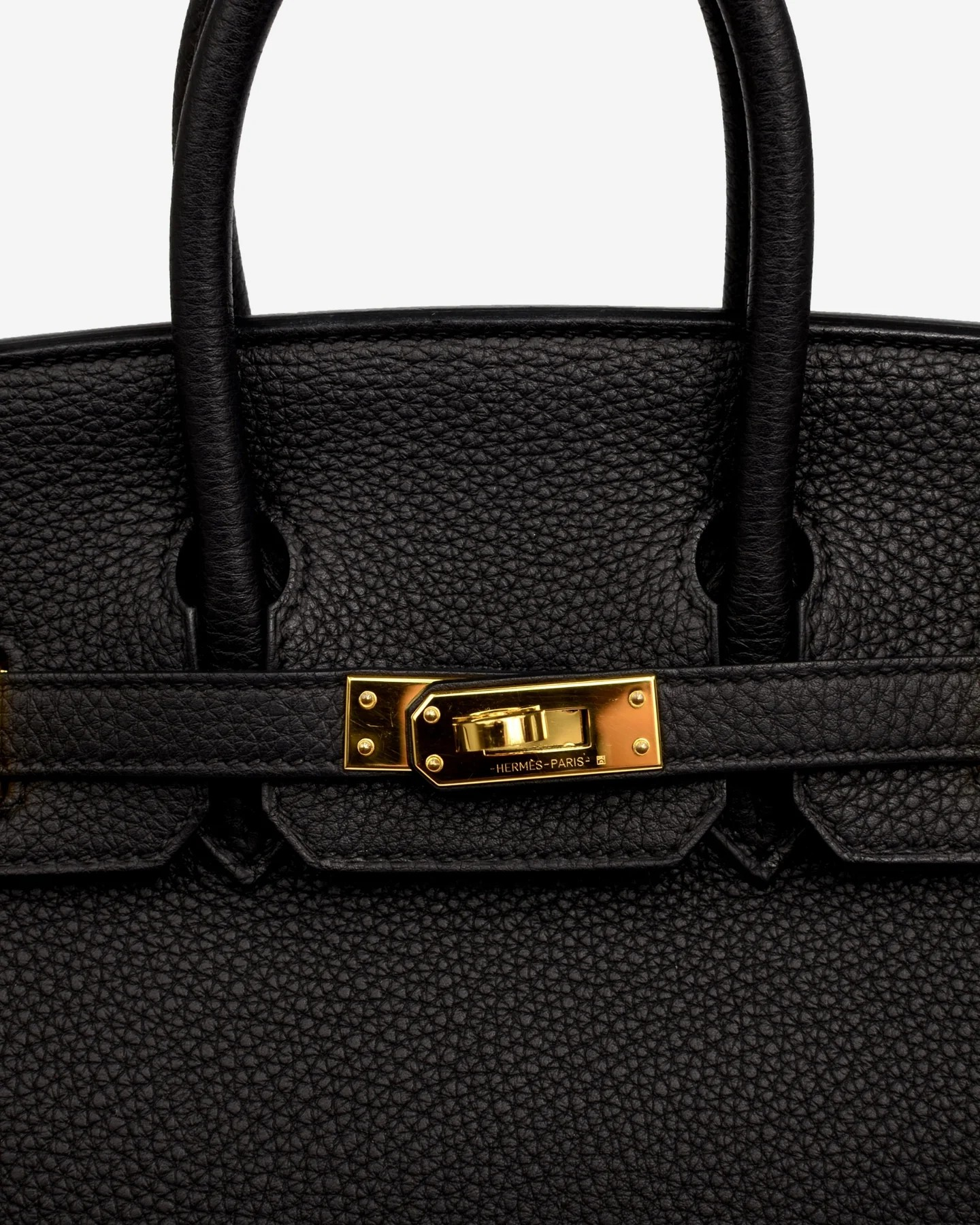 Bolso Hermès Birkin 25 con herrajes dorados en negro 04