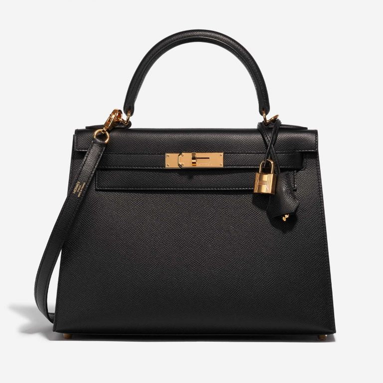Bolso Hermès Kelly 28 Epsom con herrajes dorados en negro 05